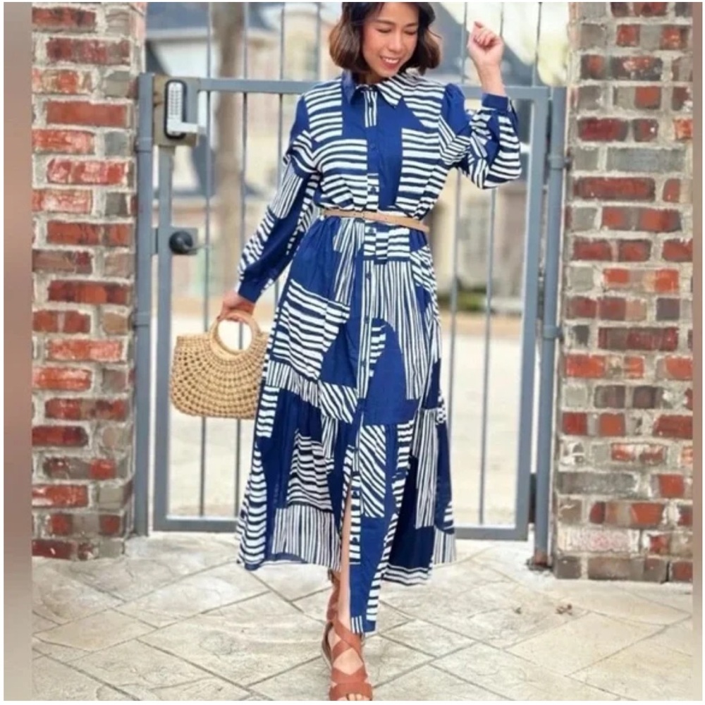 Zara Geometric Lightweight Shirt Midi Dress - Picture 9 of 9